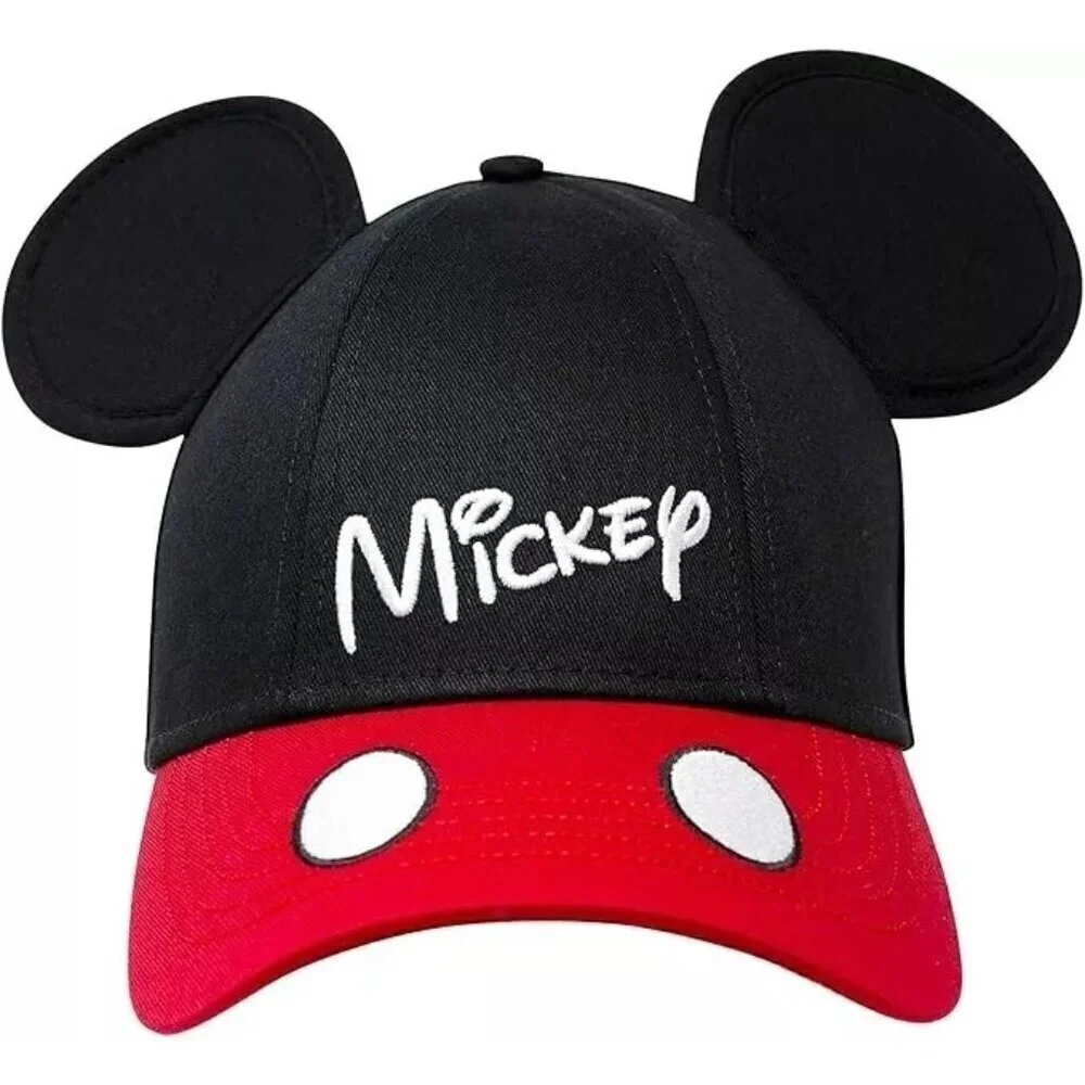 Mickey Mouse Ears Hat By Disney For Kids Snapback Black & Red Cotton Adjustable